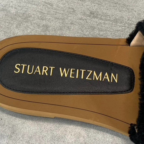 Stuart Weitzman Women's Black Cammy Faux-Fur Slide-On Flat Sandals SZ 6.5 - Picture 8 of 9
